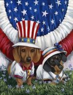 Independence Day Dachshund dogs